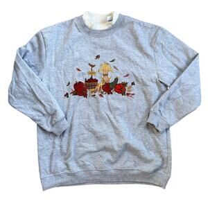 Vtg 1990s Bobbie Brooks Autumn Fall Crewneck Collared Sweatshirt Size Medium